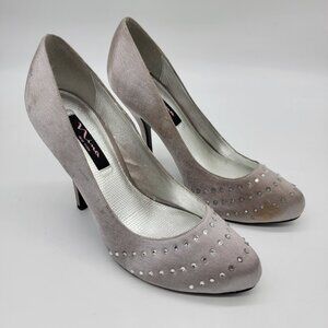 NINA Silver Metallic Ladies High Heel Shoes Sparkle Bling Formal Size 9 M